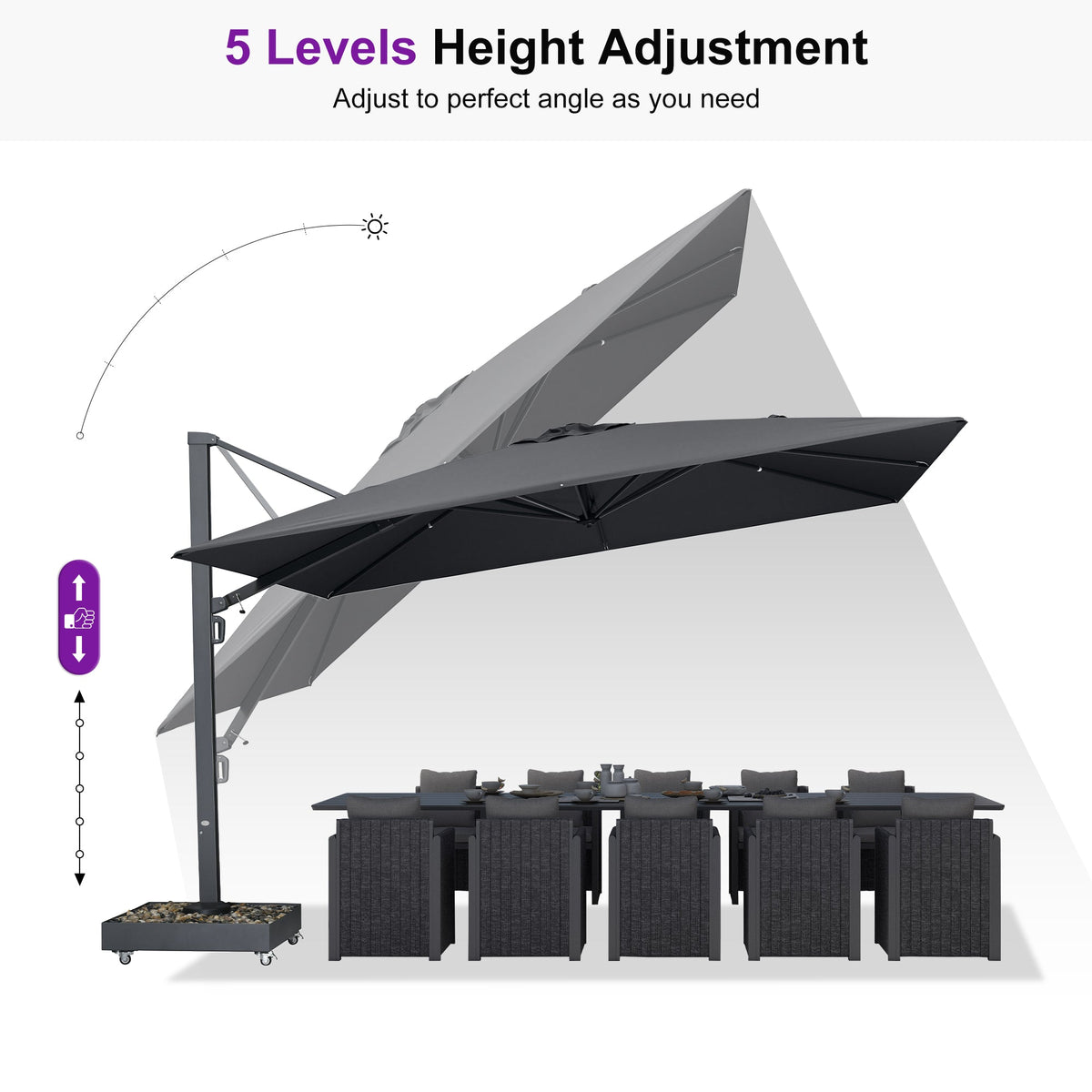 PURPLE LEAF Heavy Duty Cantilever Patio Umbrella Extra Large Outdoor Umbrella for Yard, Garden, Pool