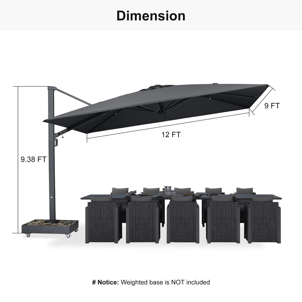 PURPLE LEAF Heavy Duty Cantilever Patio Umbrella Extra Large Outdoor Umbrella for Yard, Garden, Pool