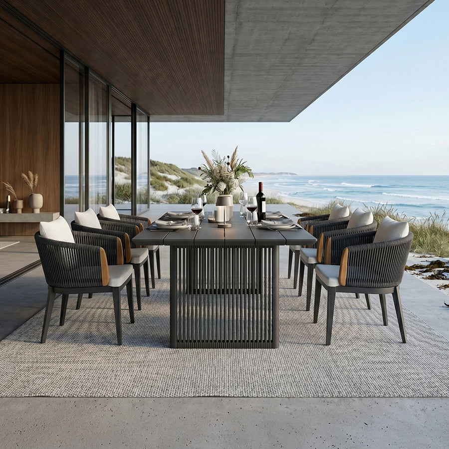 PURPLE LEAF Hailar Outdoor Dining Set for Family, Aluminum Outdoor Patio Table and Chairs Set with Olefin Cushions, Patio Furniture Set for Garden or Deck