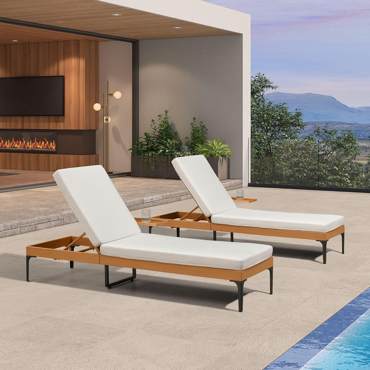 PURPLE LEAF Outdoor Chaise Lounge Sunbrella Patio Lounge Chair Recliner and Cushion for Poolside Balcony Backyard