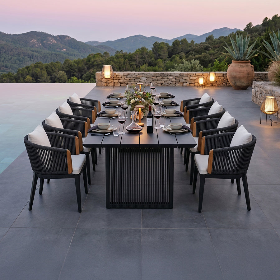 PURPLE LEAF Hailar Outdoor Dining Set for Family, Aluminum Outdoor Patio Table and Chairs Set with Olefin Cushions, Patio Furniture Set for Garden or Deck