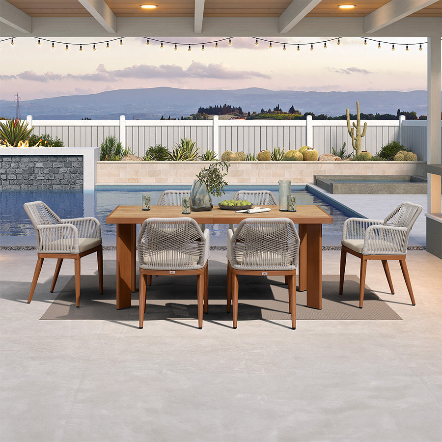 PURPLE LEAF Outdoor Dining Set with Sunbrella Cushions wicker patio table set  for Kitchen Deck Garden Outdoor Furniture Sets