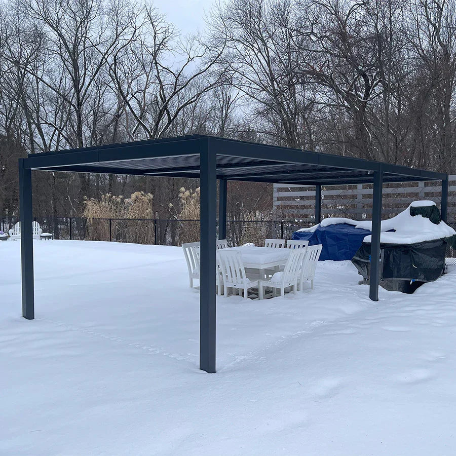 PURPLE LEAF Caesar Outdoor Louvered Pergola Patio Sun Shade Shelter with Adjustable Hardtop Patio Pergola Grey