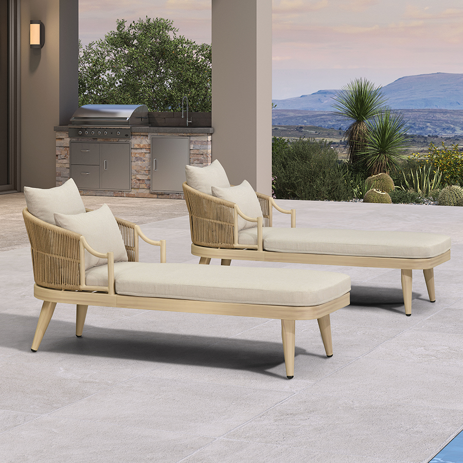 PURPLE LEAF Outdoor Lounge Chair, Patio Chaise Lounge with Cushioned Seat & Supportive Armrests, Ergonomic Aluminum Pool Lounge Chairs for Backyard Deck Poolside