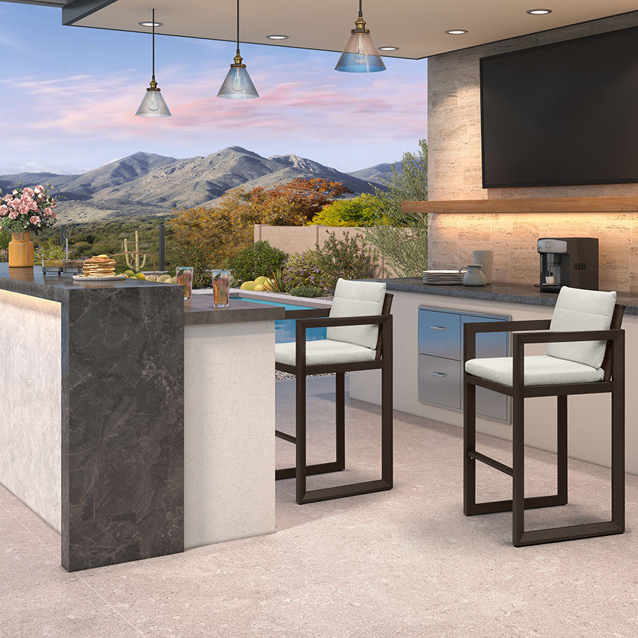 PURPLE LEAF Caesar Bar Stools Modern Aluminum Barstools with Stainless Removable Cushion for Kitchen Outside Island Backyard