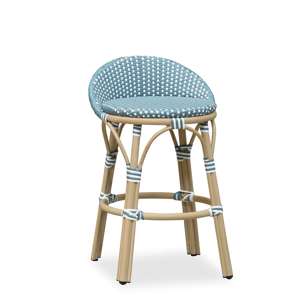 PURPLE LEAF Patio Oversized Backrest Bar Height Stool Set of 2 Outdoor Round Barstools Aluminum Frame Woven Rattan for Indoor Kitchen Dining Bistros Cafe Restaurant