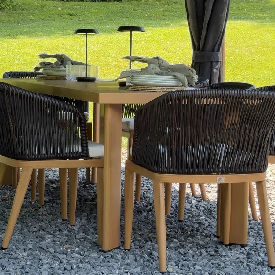PURPLE LEAF Patio Dining Set with Sunbrella Fabric Cushions and Aluminum Table All-Weather Wicker Patio Table Set for Deck