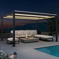 PURPLE LEAF Athena Louvered Pergola Grey Outdoor Aluminum Pergola with Strip Lights Adjustable Gazebo for Patio Deck Garden
