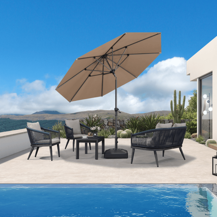 PURPLE LEAF Round Tiltable Patio Umbrella Poolside Porch Table Umbrella