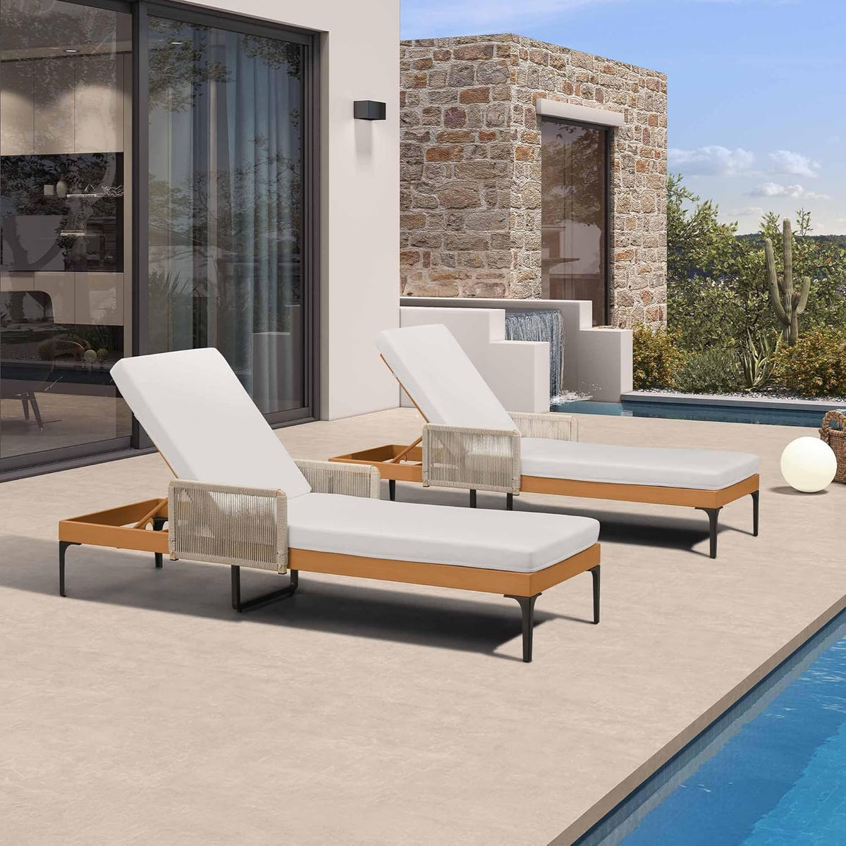 PURPLE LEAF Outdoor Chaise Lounge Sunbrella Patio Lounge Chair Recliner and Cushion for Poolside Balcony Backyard