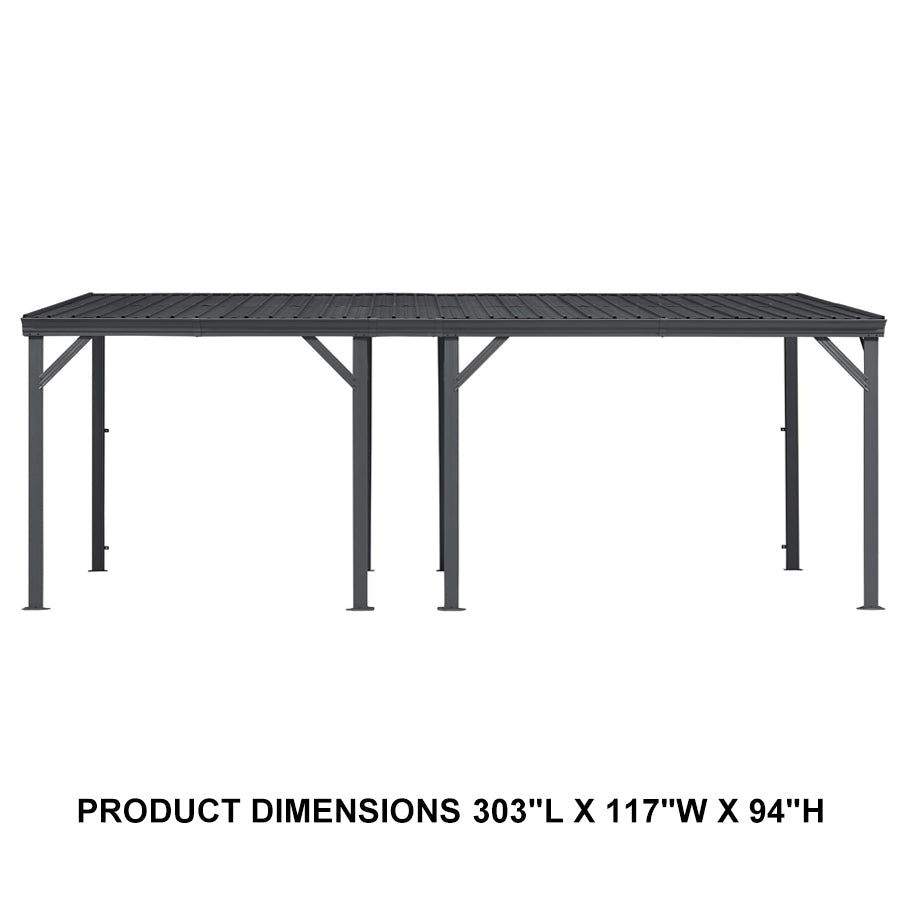 PURPLE LEAF Lean to Gazebo Metal Roof Patio Cover Built-in Drain Slots Wall Mounted Gazebo for Outdoor Extension