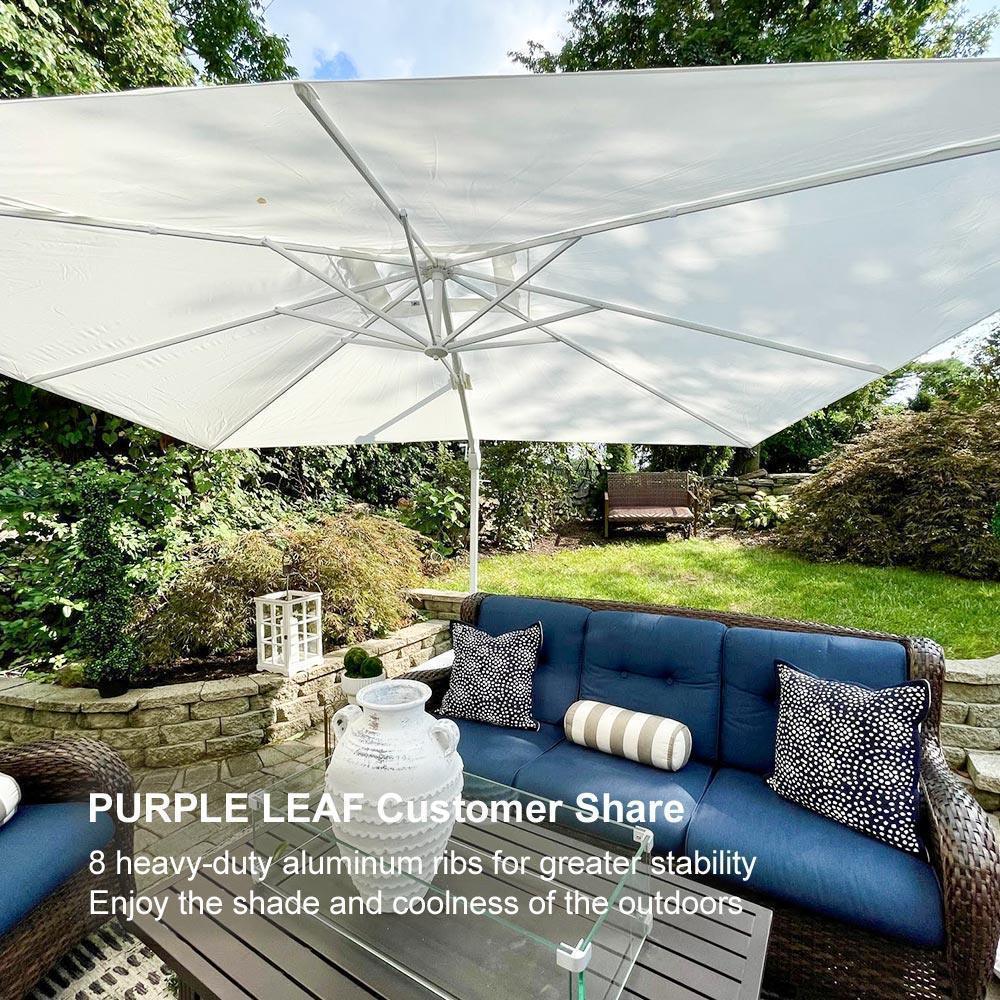 PURPLE LEAF Outdoor Patio Umbrella with Base, Best White Cantilever Umbrellas
