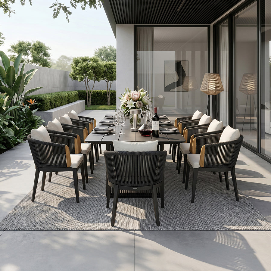 PURPLE LEAF Hailar Outdoor Dining Set for Family, Aluminum Outdoor Patio Table and Chairs Set with Olefin Cushions, Patio Furniture Set for Garden or Deck