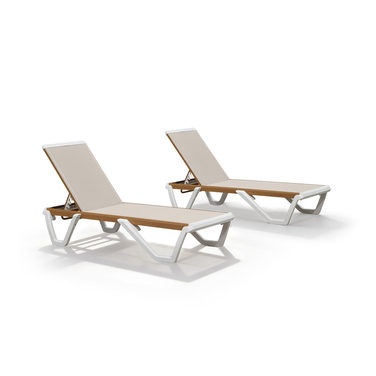 PURPLE LEAF Patio Lounge Chair Set White Chaise Lounge Chairs Five-Position Adjustable Plastic Stackable Chaise for Pool Sunbathing Beach Deck Outdoor