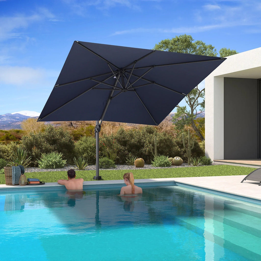 PURPLE LEAF Pool Umbrella Outdoor Cantilever Umbrella with In-ground Base