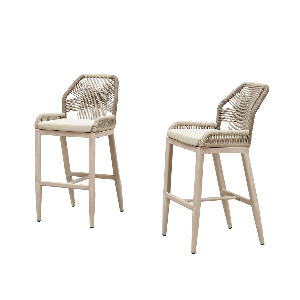 PURPLE LEAF Patio Bar Stools Counter Stools Outdoor Rattan Chairs with Back Modern Aluminum Woven Barstools for Garden Patio Kitchen Indoor