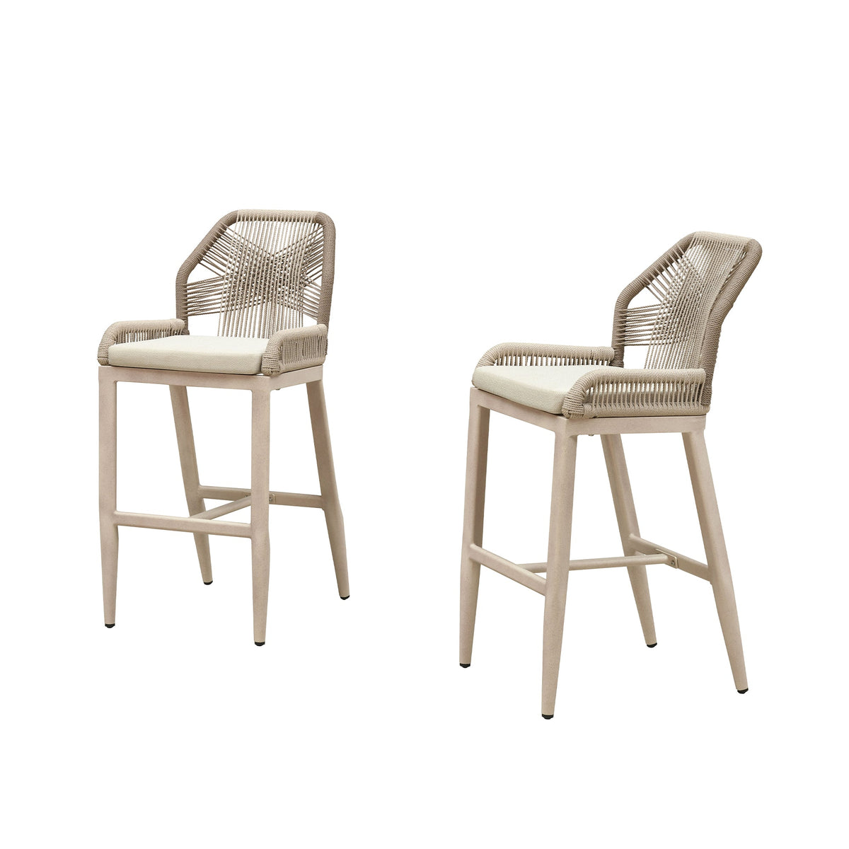 PURPLE LEAF Patio Bar Stools Counter Stools Outdoor Rattan Chairs with Back Modern Aluminum Woven Barstools for Garden Patio Kitchen Indoor