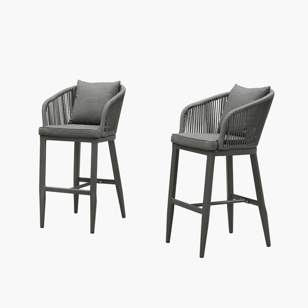 PURPLE LEAF Outdoor Bar Stools Patio Modern Aluminum Rattan High Back & Arms Bar Chairs with Removable Cushions and Pillows  for Outdoor or Indoor