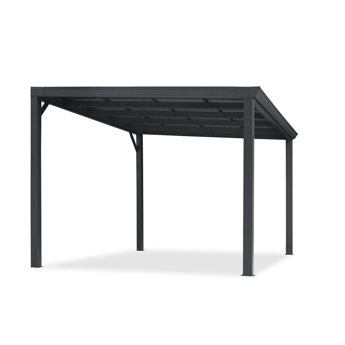 PURPLE LEAF Premium Wall-Mounted Lean to Gazebo with Galvanized Steel Roof for Outdoor Living