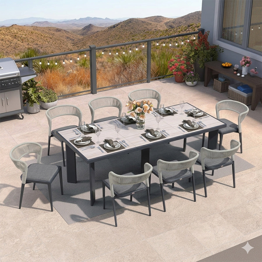 PURPLE LEAF 7 / 9 / 11 pcs Outdoor Dining Set Patio Dining Furniture for Lawn Backyard Deck Brown