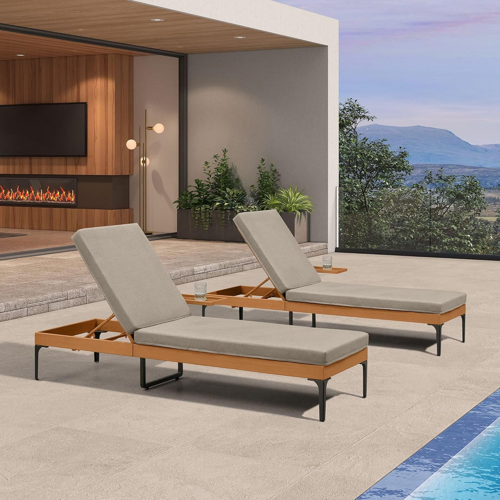 PURPLE LEAF Outdoor Chaise Lounge Sunbrella Patio Lounge Chair Recliner and Cushion for Poolside Balcony Backyard