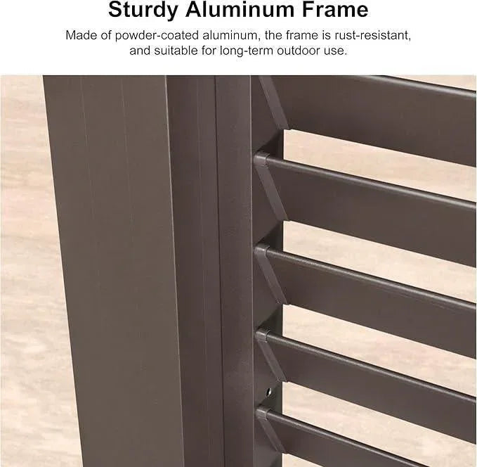 PURPLE LEAF Athena Louvered Pergola Bronze Outdoor Aluminum Pergola with Shutter Wall Adjustable Gazebo Rainproof for Patio Deck Garden