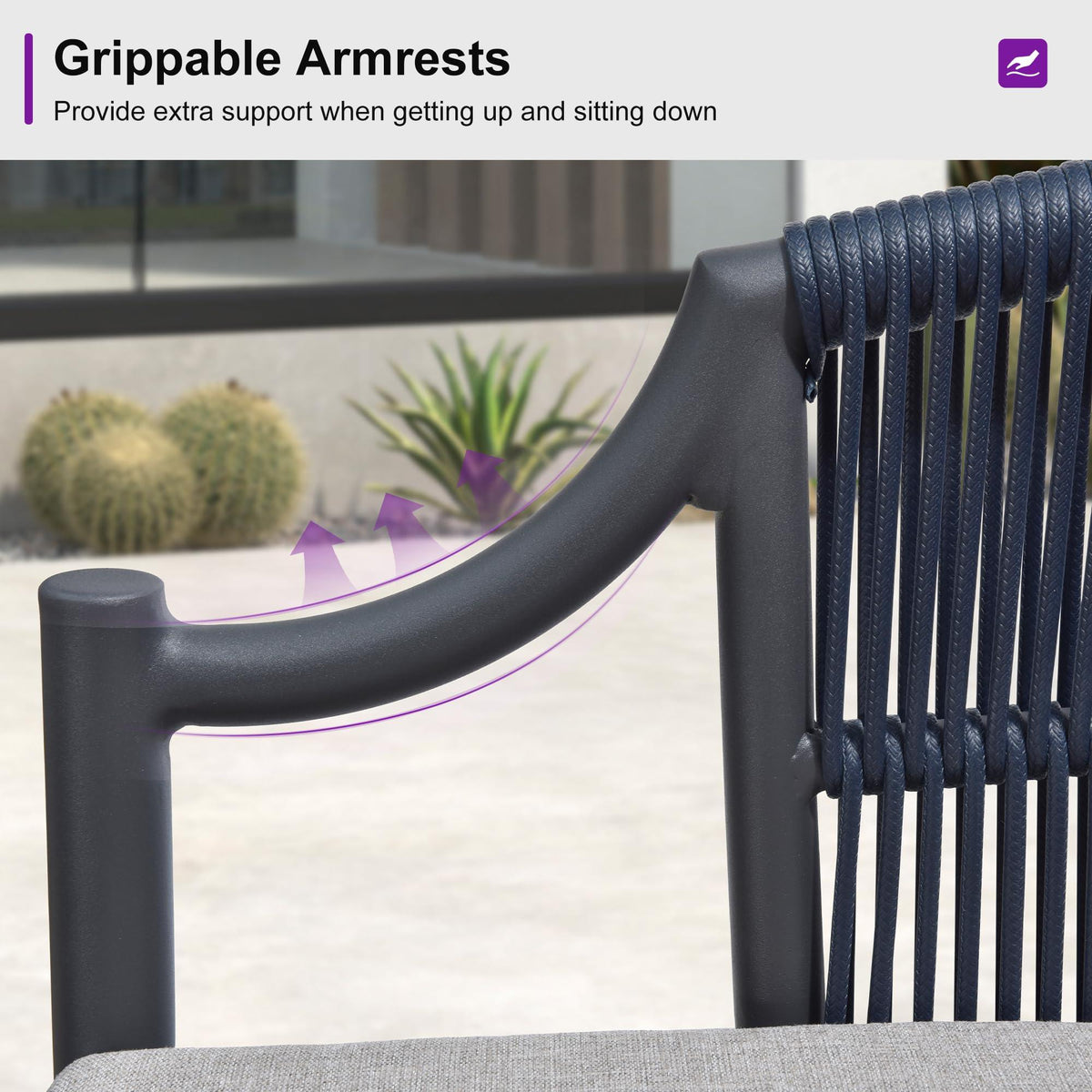 PURPLE LEAF Buler 4/8 Pieces Modern Patio Conversation Set with Rattan Chairs and Coffee Table Sofa for Poolside