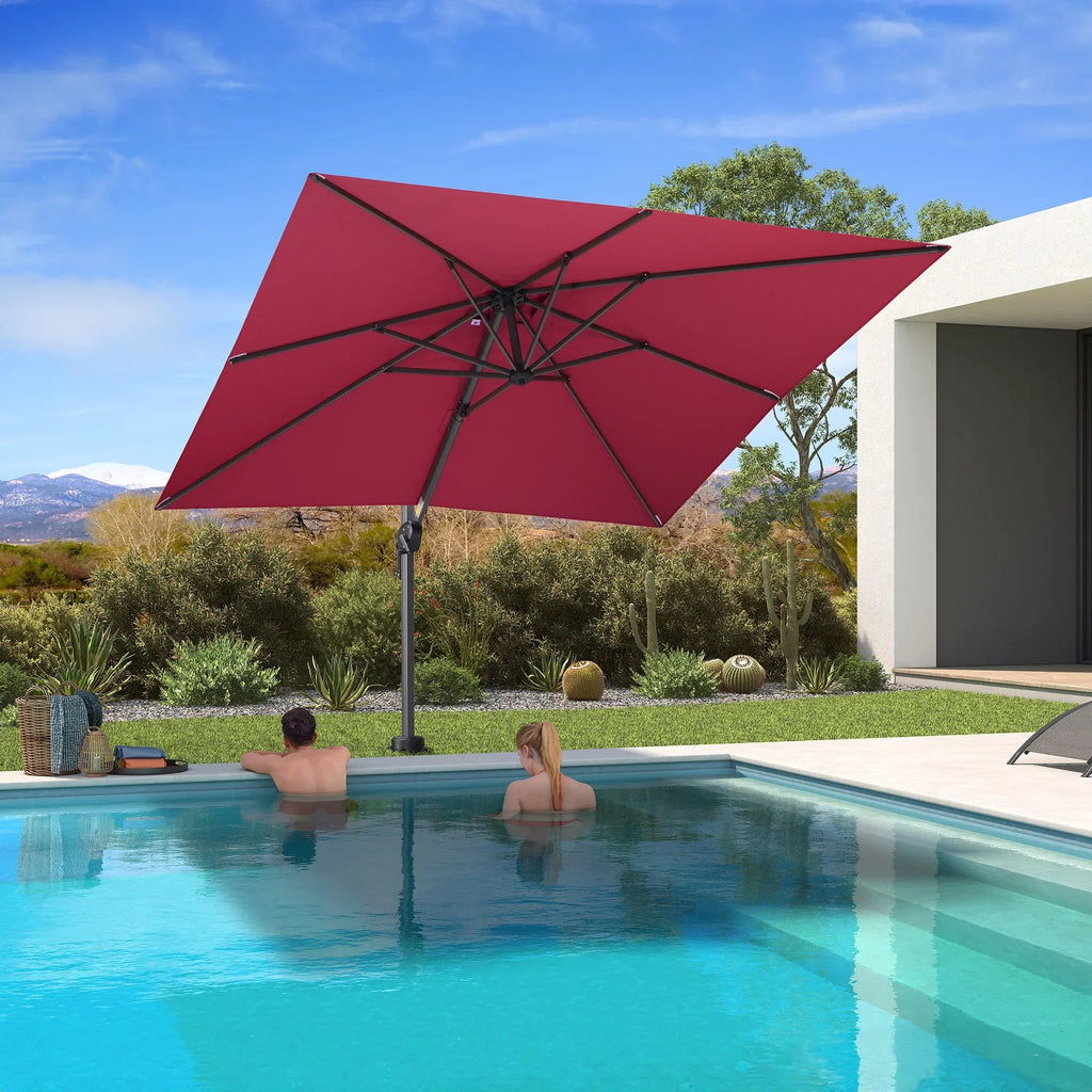 PURPLE LEAF Pool Umbrella Outdoor Cantilever Umbrella with In-ground Base