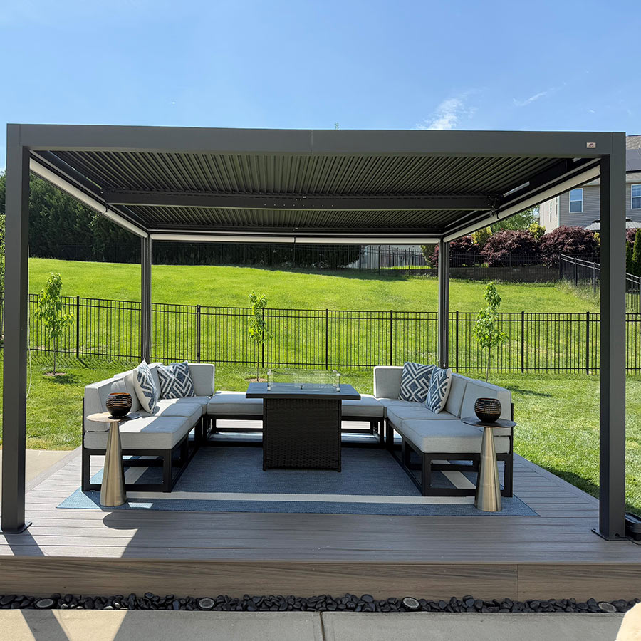 PURPLE LEAF Athena Louvered Pergola Outdoor Aluminum Pergola with Adjustable Roof for Deck Backyard Garden Hardtop Gazebo