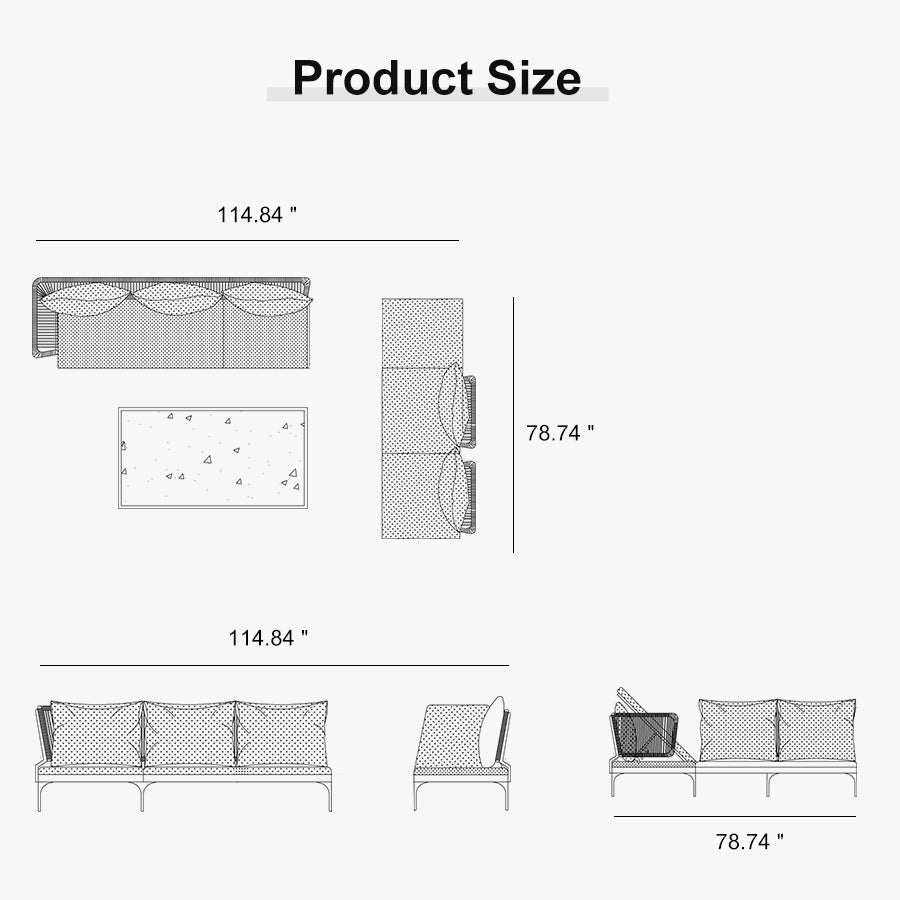 PURPLE LEAF Sicilia L-Shaped Modular Outdoor Sectional with Sunbrella White Cushions Flexible Layout for Minimalist Modern Patio