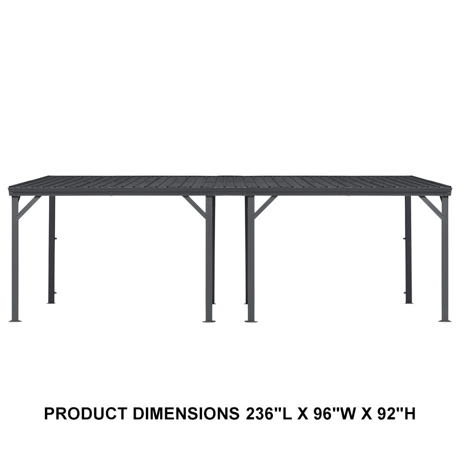 PURPLE LEAF Lean to Gazebo Metal Roof Patio Cover Built-in Drain Slots Wall Mounted Gazebo for Outdoor Extension