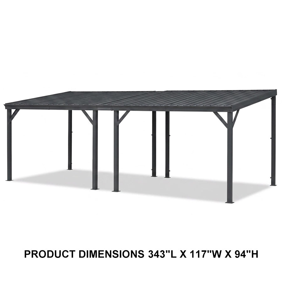 PURPLE LEAF Lean to Gazebo Metal Roof Patio Cover Built-in Drain Slots Wall Mounted Gazebo for Outdoor Extension