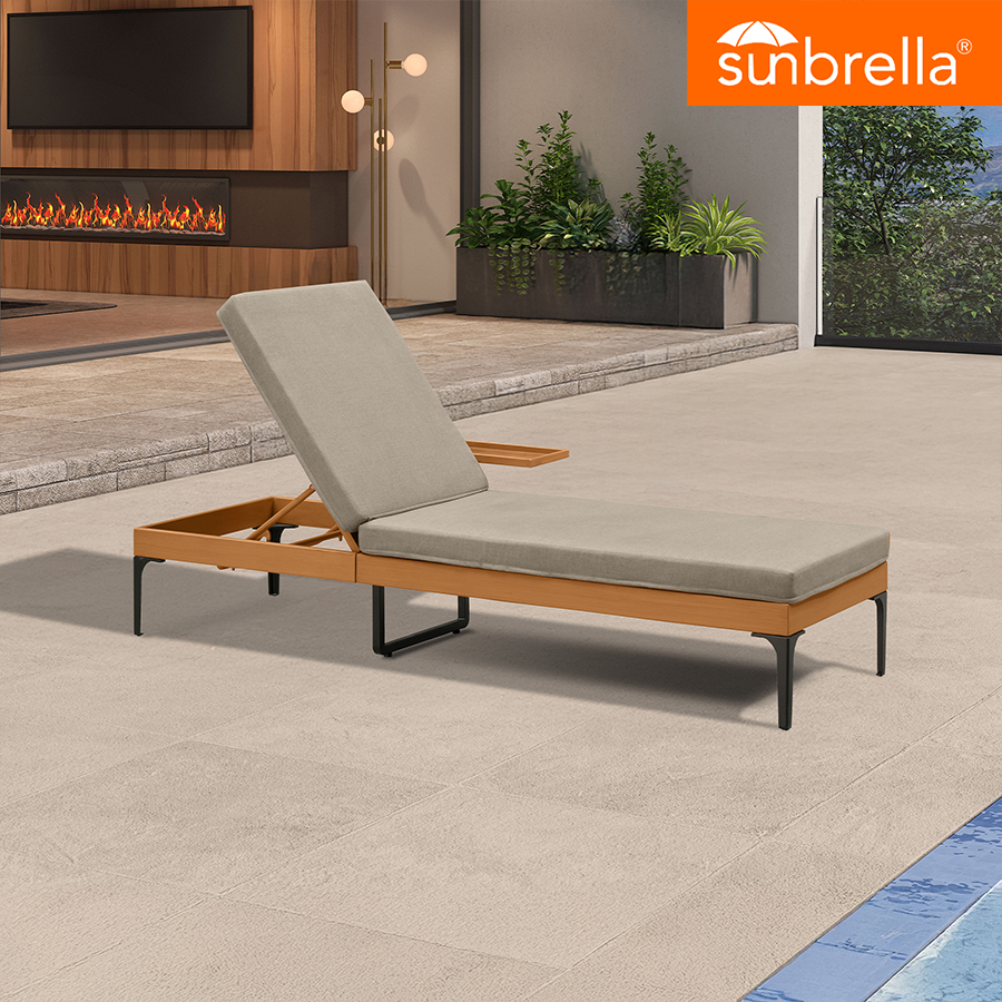 PURPLE LEAF Outdoor Chaise Lounge Sunbrella Patio Lounge Chair Recliner and Cushion for Poolside Balcony Backyard