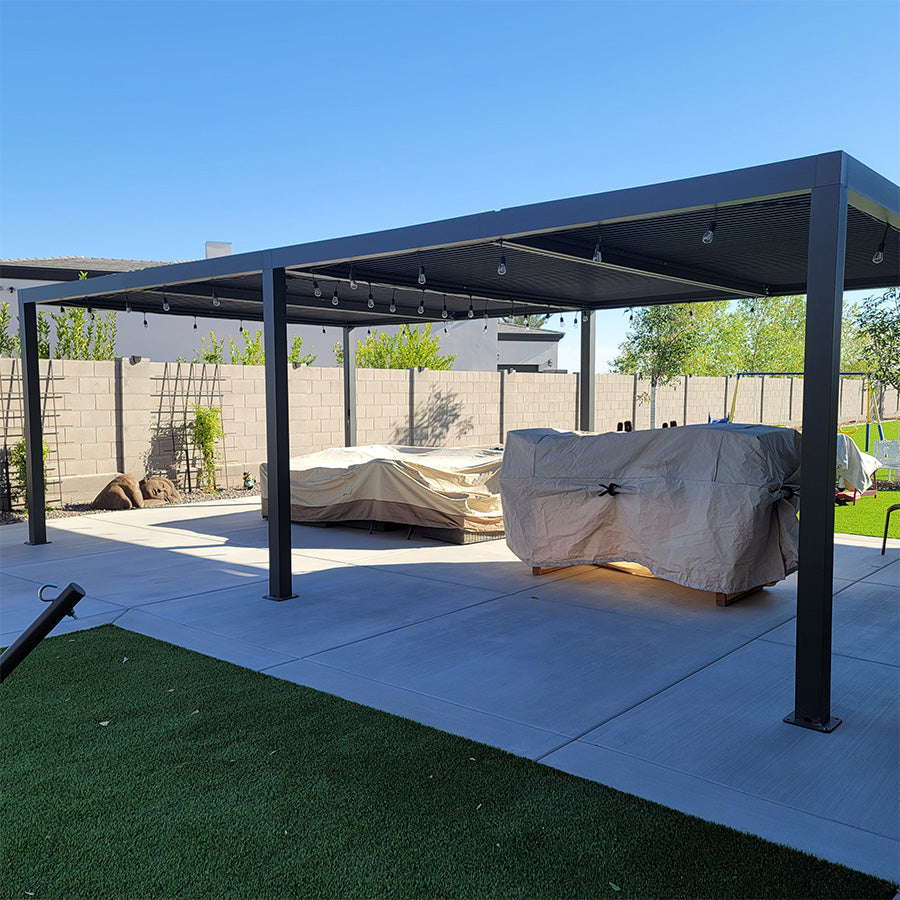 PURPLE LEAF Athena Louvered Pergola Outdoor Aluminum Pergola with Adjustable Roof for Deck Backyard Garden Hardtop Gazebo