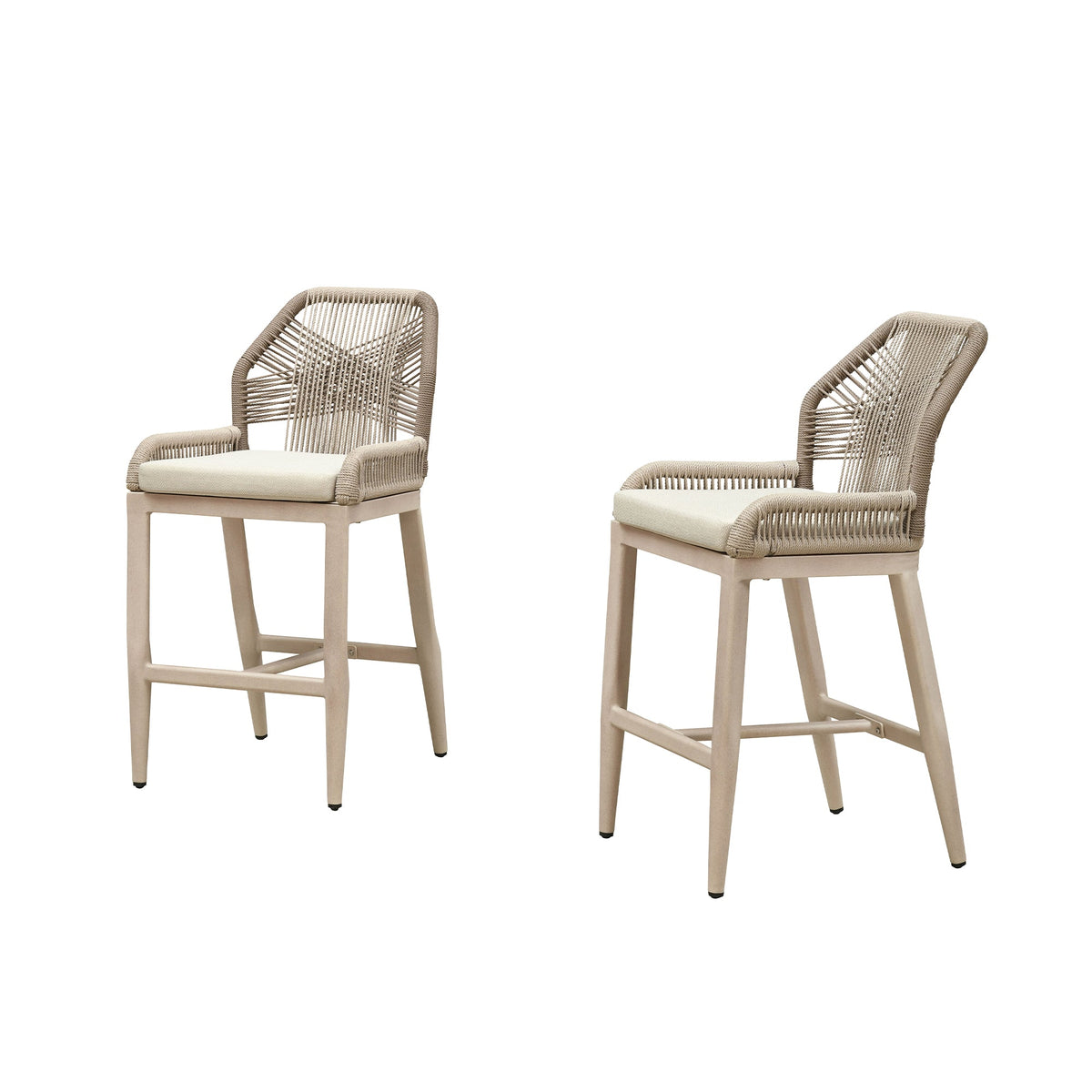PURPLE LEAF Patio Bar Stools Counter Stools Outdoor Rattan Chairs with Back Modern Aluminum Woven Barstools for Garden Patio Kitchen Indoor