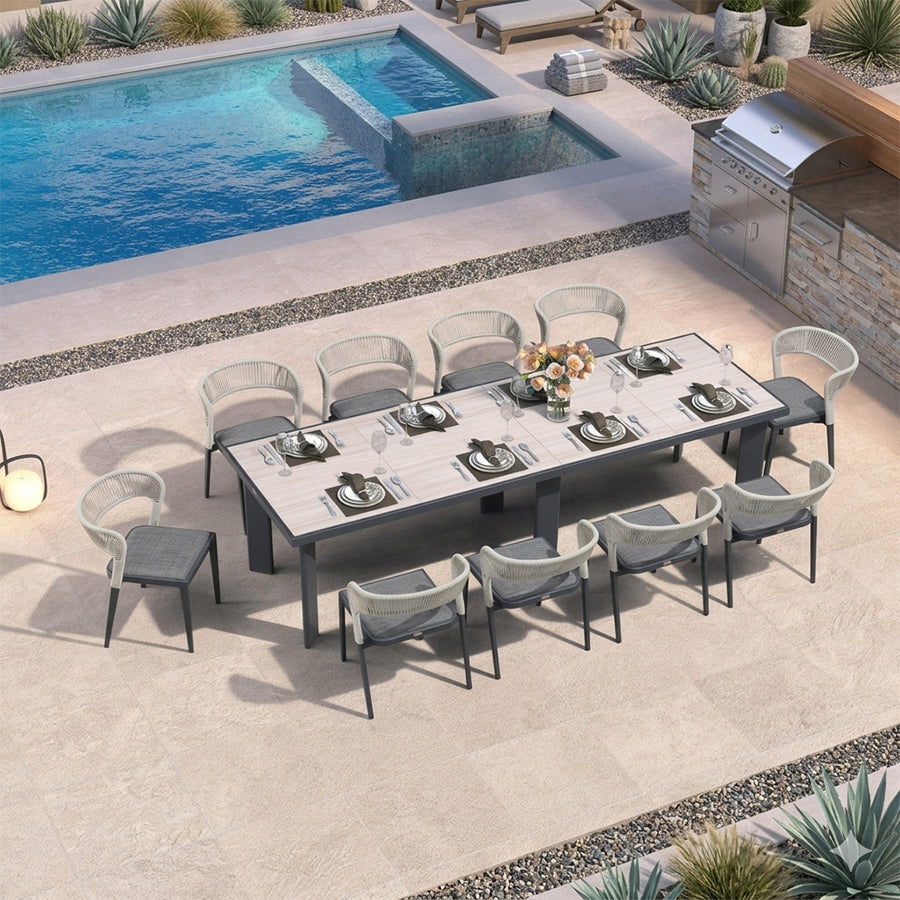 PURPLE LEAF 7 / 9 / 11 pcs Outdoor Dining Set Patio Dining Furniture for Lawn Backyard Deck Brown