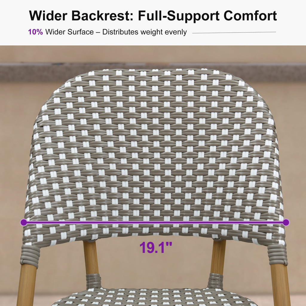 PURPLE LEAF Outdoor Bar Height Stools Set of 2 French Country Patio Rattan Bar Stool Chairs Outdoor Armless Barstools for Porch Garden Indoor Kitchen
