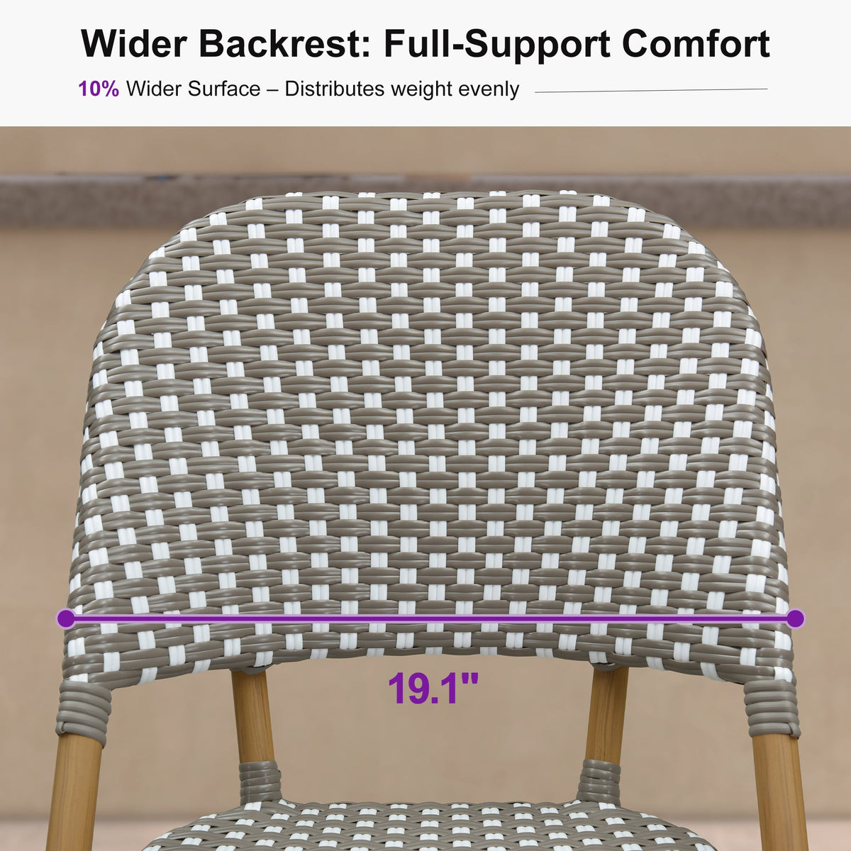 PURPLE LEAF Outdoor Bar Height Stools Set of 2 French Country Patio Rattan Bar Stool Chairs Outdoor Armless Barstools for Porch Garden Indoor Kitchen