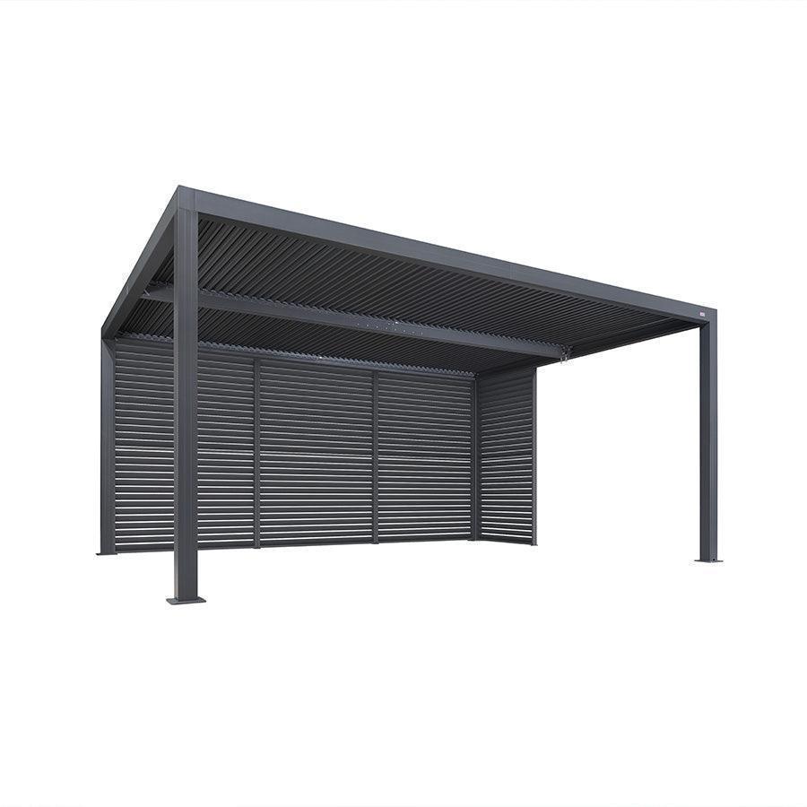 PURPLE LEAF Athena Louvered Pergola Grey Outdoor Aluminum Pergola with Shutter Wall Adjustable Gazebo Rainproof for Patio Deck Garden
