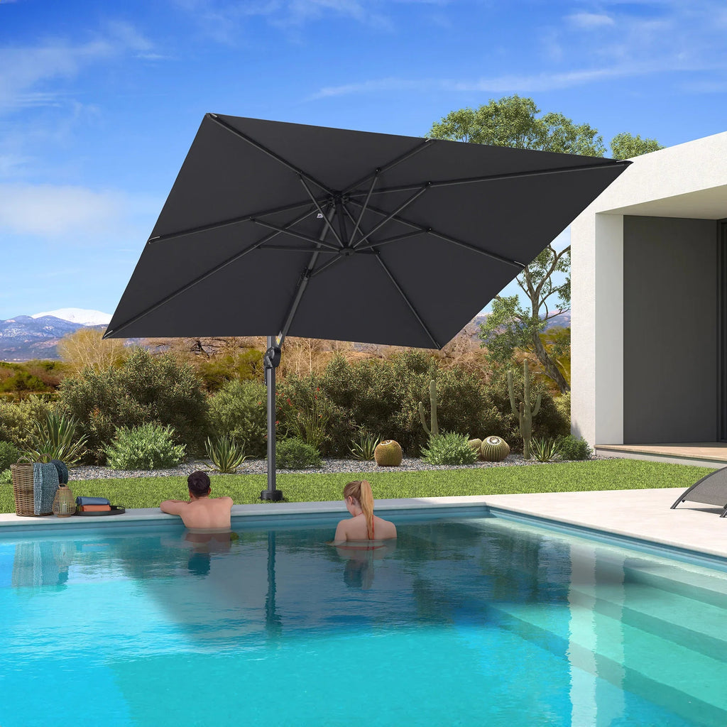 PURPLE LEAF Pool Umbrella Outdoor Cantilever Umbrella with In-ground Base