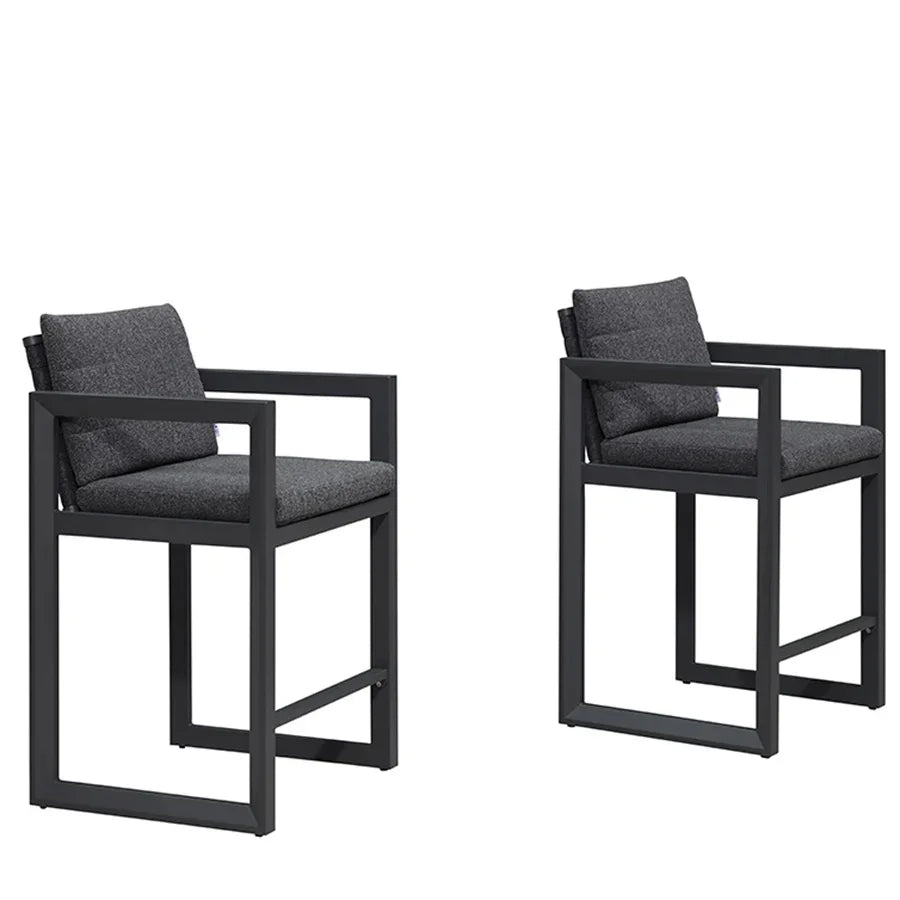 PURPLE LEAF Caesar Bar Stools Modern Aluminum Barstools with Stainless Removable Cushion for Kitchen Outside Island Backyard