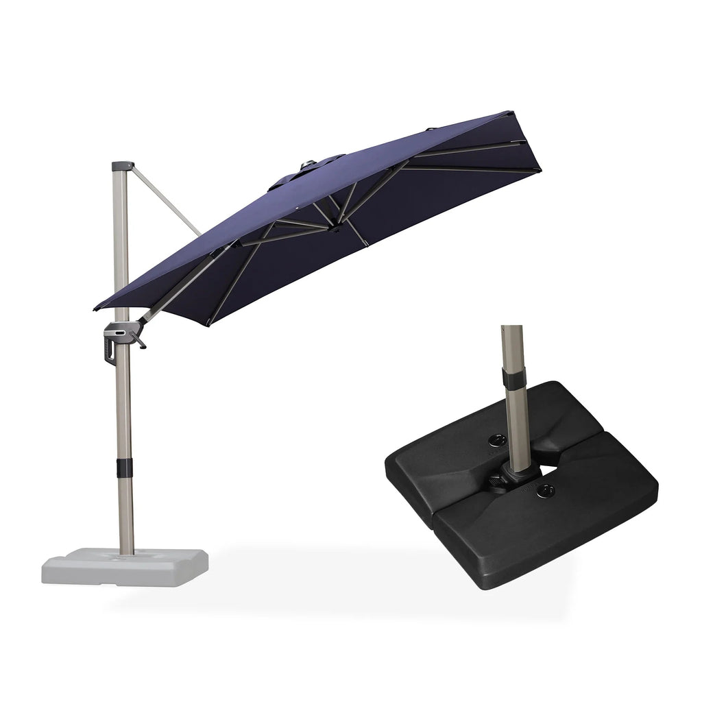 PURPLE LEAF Hailar Deluxe Aluminum Patio Umbrella with Base, Square and Rectangular Umbrella