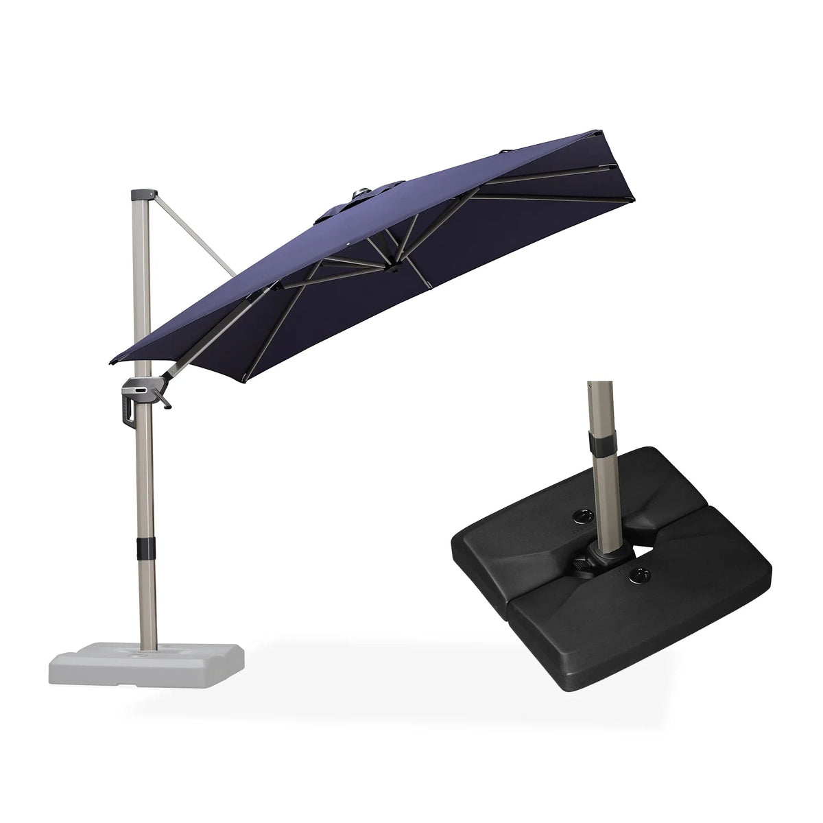 PURPLE LEAF Hailar Deluxe Aluminum Patio Umbrella with Base, Square and Rectangular Umbrella
