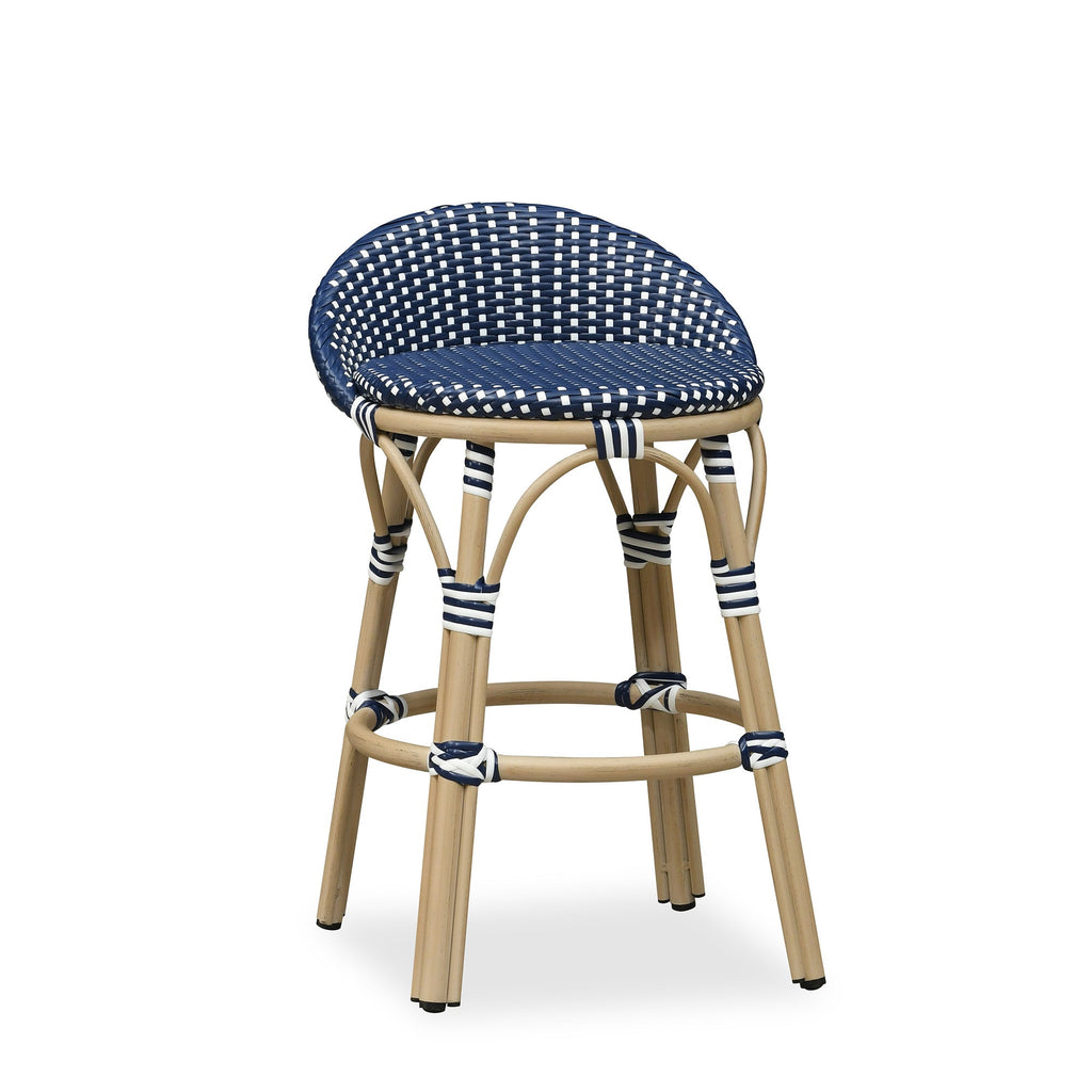 PURPLE LEAF Patio Oversized Backrest Bar Height Stool Set of 2 Outdoor Round Barstools Aluminum Frame Woven Rattan for Indoor Kitchen Dining Bistros Cafe Restaurant