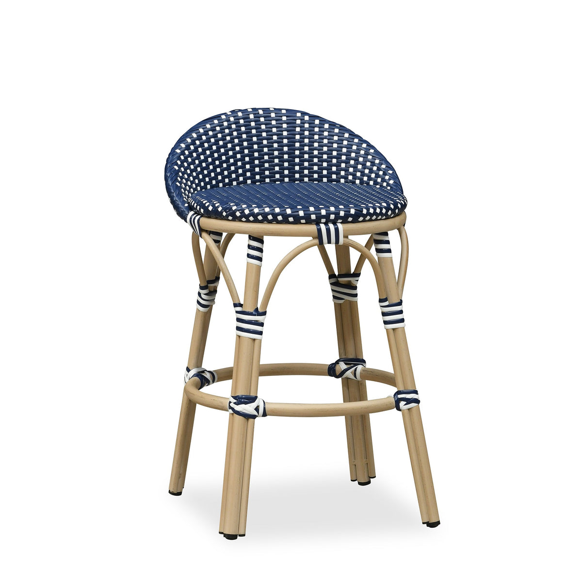 PURPLE LEAF Patio Oversized Backrest Bar Height Stool Set of 2 Outdoor Round Barstools Aluminum Frame Woven Rattan for Indoor Kitchen Dining Bistros Cafe Restaurant
