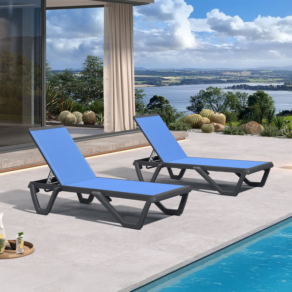 PURPLE LEAF Outdoor Chaise Lounge Patio Chair 5 Positions Adjustable Aluminum Frame with Textilene Seat Lightweight and Durable Pool Chaise Lounge for Patio Poolside Beach Yard