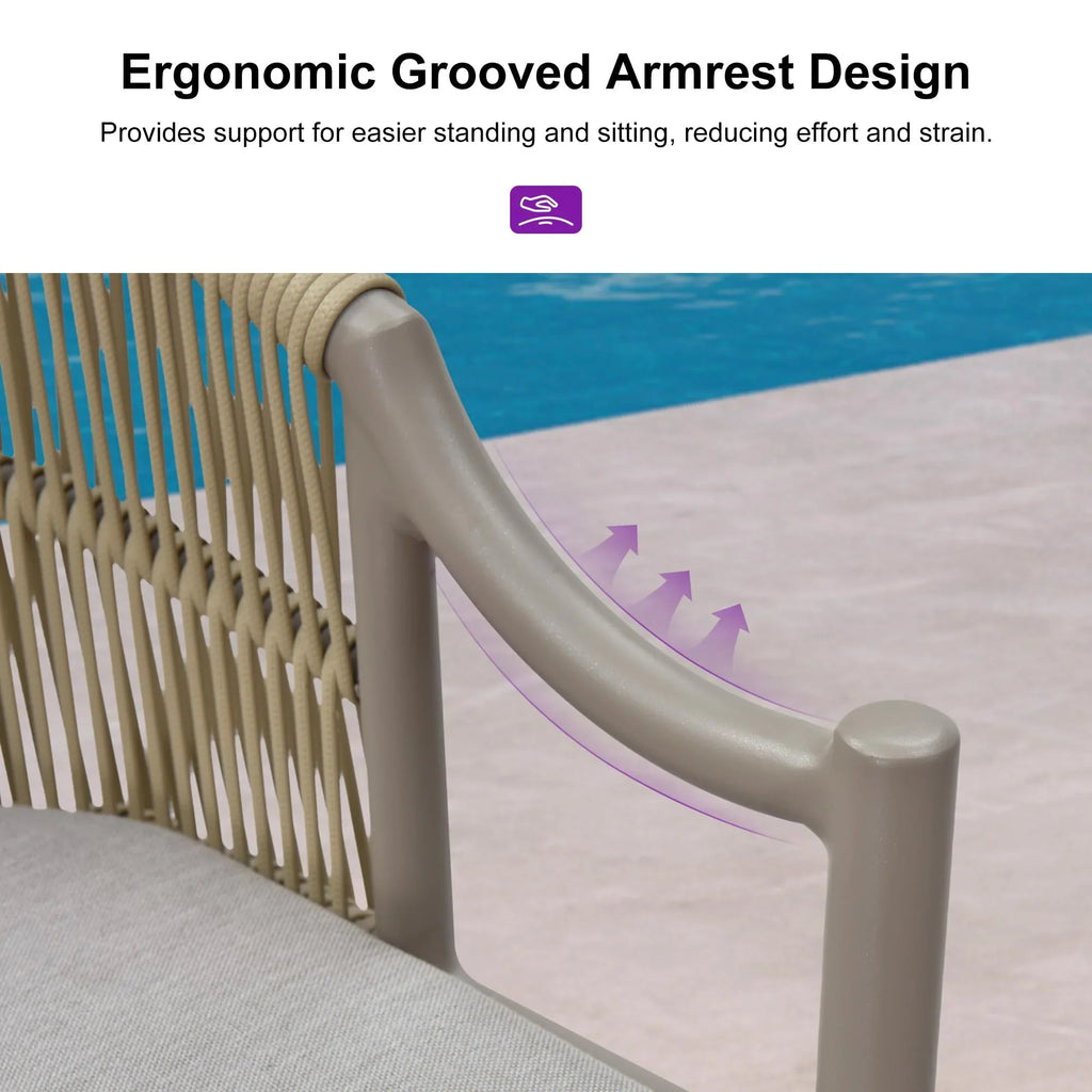 PURPLE LEAF Patio Bar Stools Set of 2 Outdoor Wicker Modern High Bar Chairs Metal Cushioned Barstools with Backs and Ergonomic Armrest