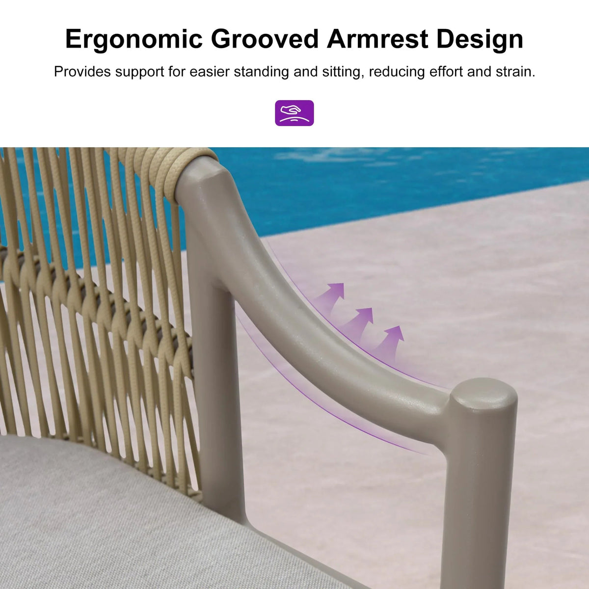 PURPLE LEAF Patio Bar Stools Set of 2 Outdoor Wicker Modern High Bar Chairs Metal Cushioned Barstools with Backs and Ergonomic Armrest