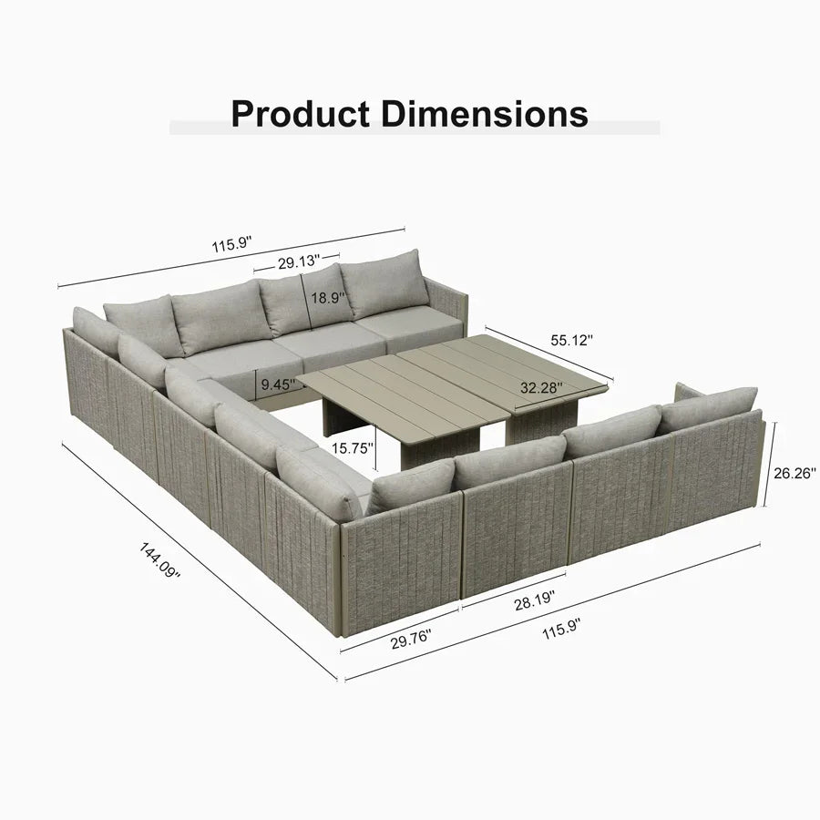 PURPLE LEAF Sanori L-Shaped Patio Couch Set Modular Sofa with Beige Cushions for Backyard