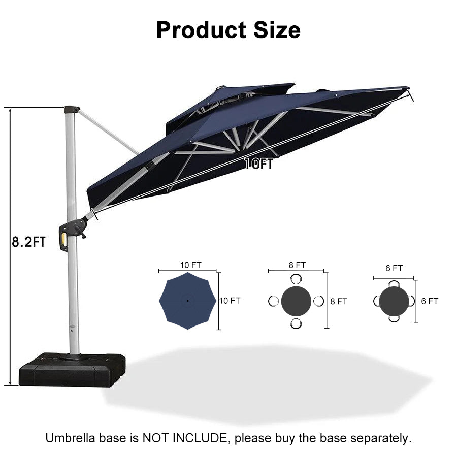 PURPLE LEAF Round Cantilever Patio Umbrella Heavy Duty Umbrella for Porch Garden Pool